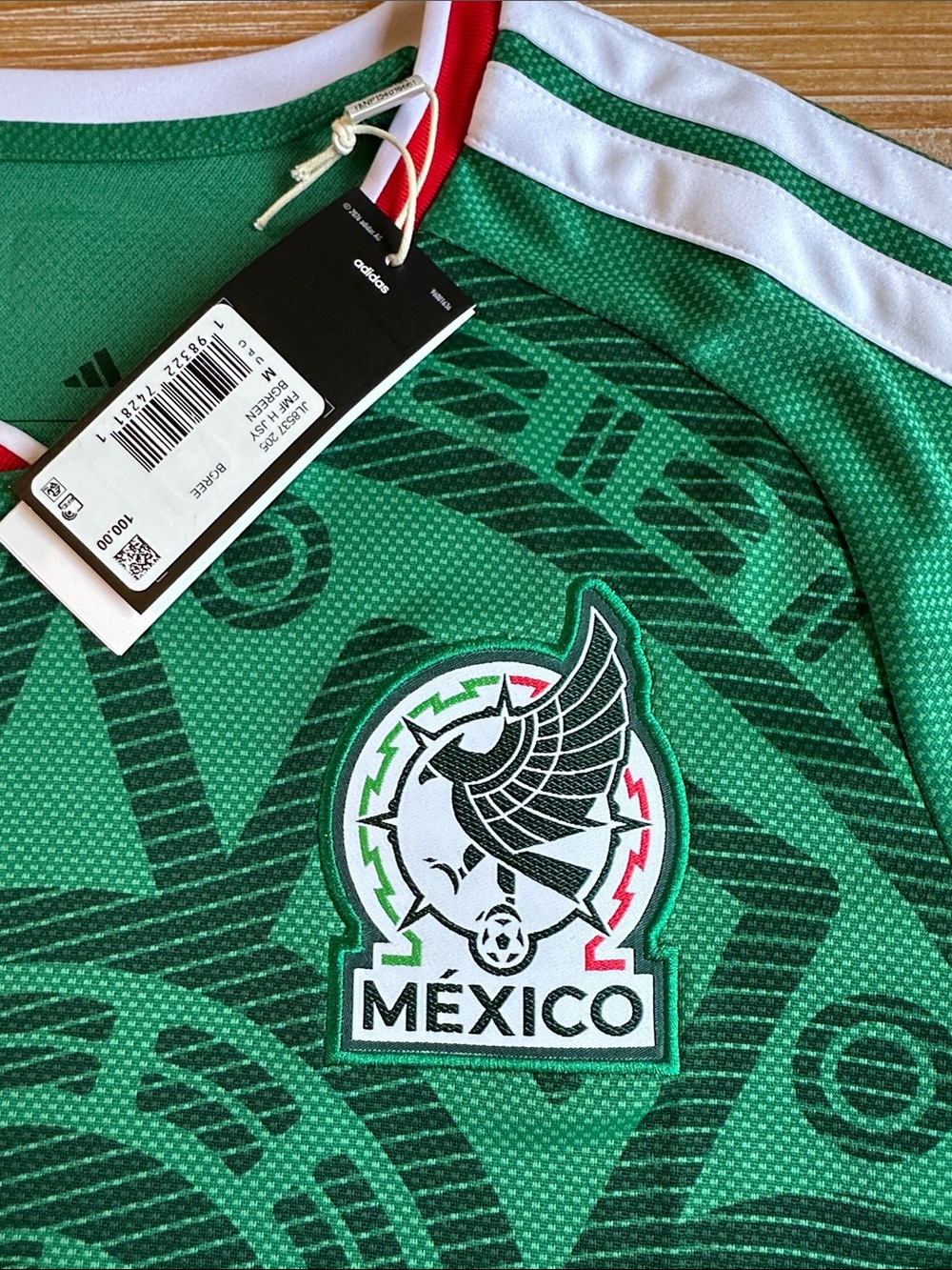 Adidas Mexico Green Soccer Jersey with Red-Trim Collar - Picture 2 of 6